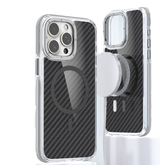 For iPhone 14 Pro Max Magsafe Dual-Color Carbon Fiber Phone Case(Grey) - iPhone 14 Pro Max Cases by buy2fix | Online Shopping UK | buy2fix