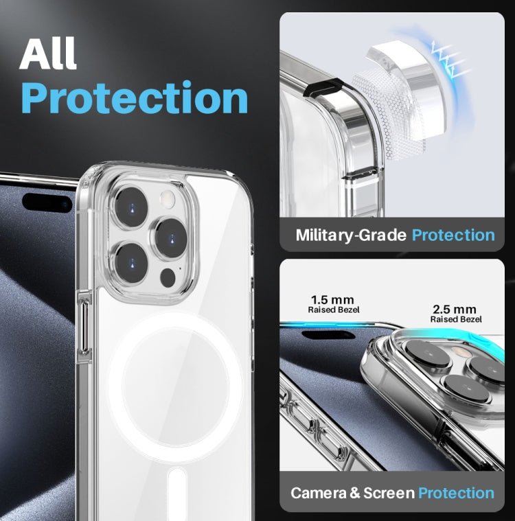 For iPhone 15 Pro NORTHJO 3 in 1 Magsafe Clear Phone Case with Screen Film + Rear Lens Film - iPhone 15 Pro Cases by NORTHJO | Online Shopping UK | buy2fix
