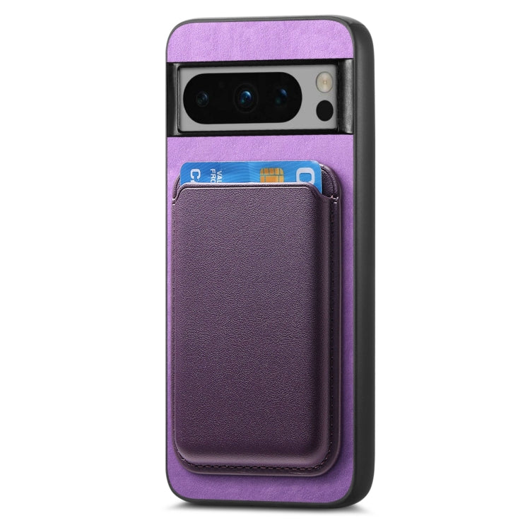 For Google Pixel 9 Retro Magsafe Card Bag PU Back Cover Phone Case(Purple) - Google Cases by buy2fix | Online Shopping UK | buy2fix