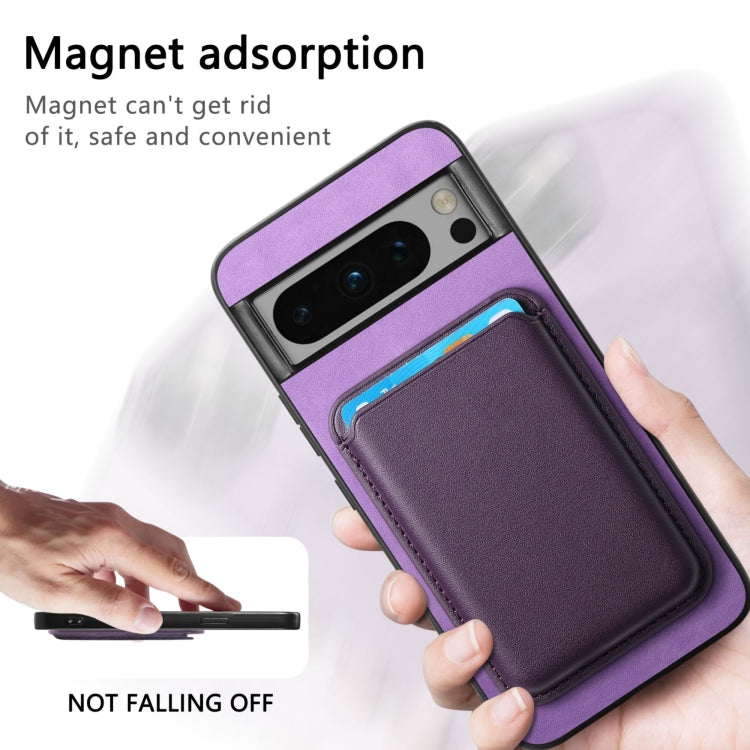 For Google Pixel 9 Retro Magsafe Card Bag PU Back Cover Phone Case(Purple) - Google Cases by buy2fix | Online Shopping UK | buy2fix