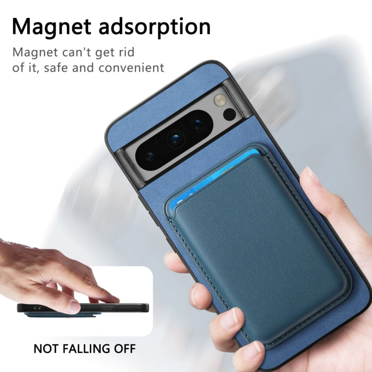 For Google Pixel 9 Pro Retro Magsafe Card Bag PU Back Cover Phone Case(Blue) - Google Cases by buy2fix | Online Shopping UK | buy2fix