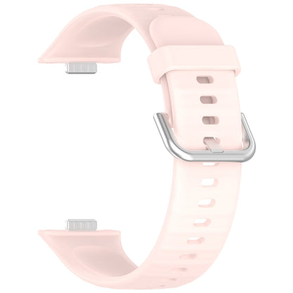 For Huawei Watch Fit3 Silver Buckle Silicone Sports Watch Band(Pink) - Watch Bands by buy2fix | Online Shopping UK | buy2fix