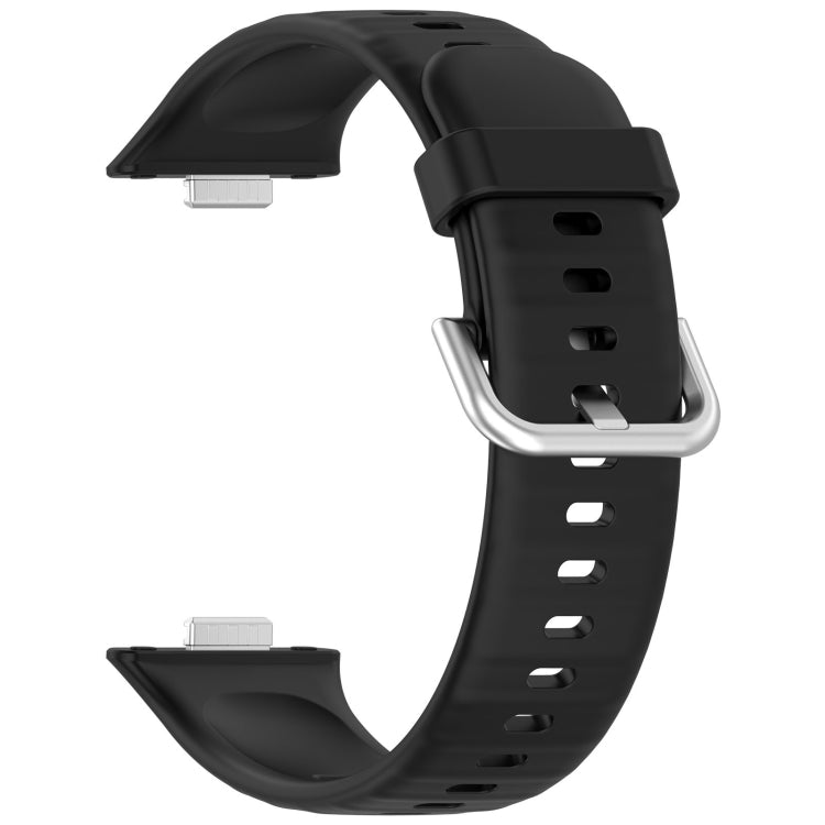 For Huawei Watch Fit3 Silver Buckle Silicone Sports Watch Band(Black) - Watch Bands by buy2fix | Online Shopping UK | buy2fix