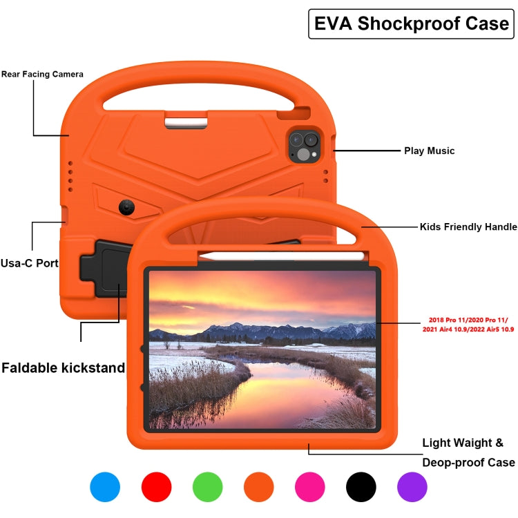 For iPad Air 11 2025 / 2024 Sparrow Style Shockproof Kickstand EVA Tablet Case(Orange) - iPad Air 11 2025 / 2024 Cases by buy2fix | Online Shopping UK | buy2fix