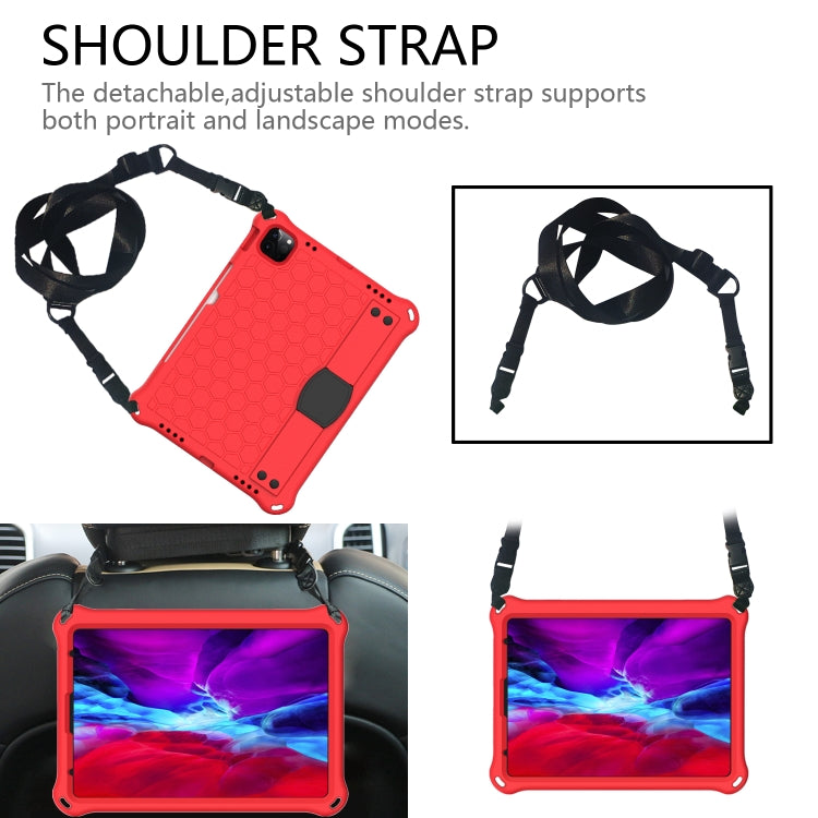 For iPad Pro 11 2024 Honeycomb EVA Hybrid PC Tablet Case with Strap(Red+Black) - iPad Pro 11 2024 Cases by buy2fix | Online Shopping UK | buy2fix