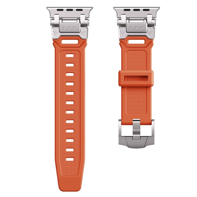 For Apple Watch SE 2022 44mm Silicone Armor Mecha Head Watch Band(Orange) - Watch Bands by buy2fix | Online Shopping UK | buy2fix