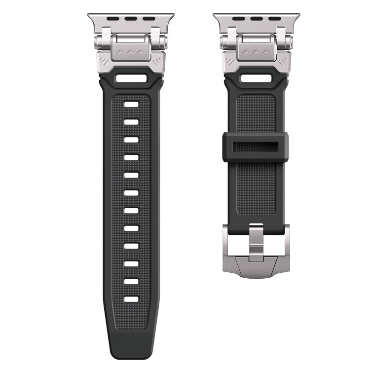 For Apple Watch Series 6 44mm Silicone Armor Mecha Head Watch Band(Black) - Watch Bands by buy2fix | Online Shopping UK | buy2fix