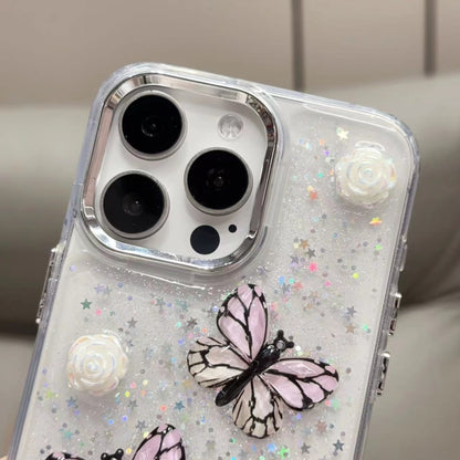 For iPhone 16 Pro Glitter 3D Butterfly TPU Phone Case(Blue) - iPhone 16 Pro Cases by buy2fix | Online Shopping UK | buy2fix