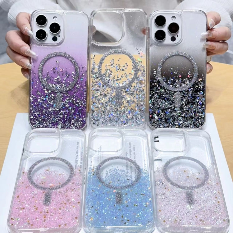 For iPhone 15 Plus Gradient Glitter MagSafe PC Hybrid TPU Phone Case(Gradient Purple) - iPhone 15 Plus Cases by buy2fix | Online Shopping UK | buy2fix