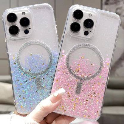 For iPhone 15 Plus Gradient Glitter MagSafe PC Hybrid TPU Phone Case(Gradient Purple) - iPhone 15 Plus Cases by buy2fix | Online Shopping UK | buy2fix