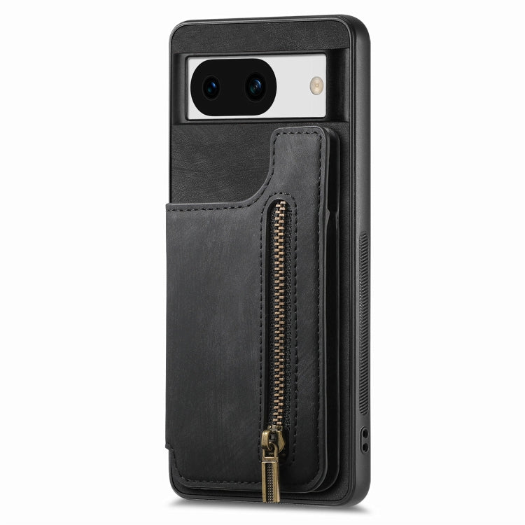 For Google Pixel 9 / 9 Pro Retro Leather Zipper Wallet Back Phone Case(Black) - Google Cases by buy2fix | Online Shopping UK | buy2fix