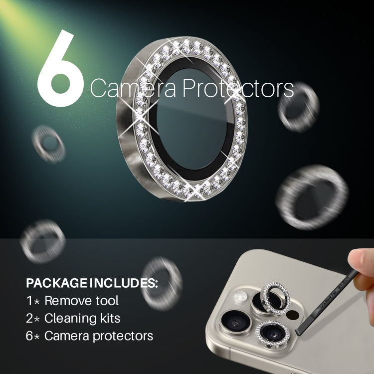 For iPhone 15 Pro / 15 Pro Max NORTHJO 2 Set 6Pcs Camera Lens Protector Diamond Metal Ring Film(Natural) - iPhone 15 Pro Max Tempered Glass by NORTHJO | Online Shopping UK | buy2fix