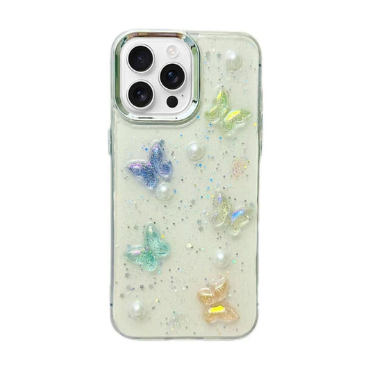 For iPhone 16 Pro 3D Colorful Crystal Butterfly TPU Phone Case(Butterfly Pearl) - iPhone 16 Pro Cases by buy2fix | Online Shopping UK | buy2fix