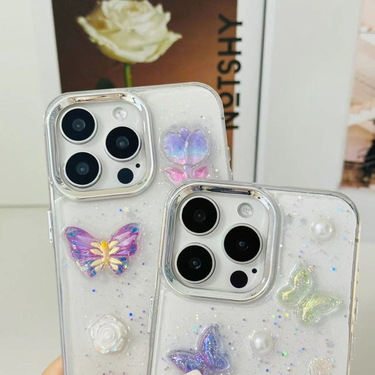 For iPhone 16 Pro Max 3D Colorful Crystal Butterfly TPU Phone Case(Butterfly Pearl) - iPhone 16 Pro Max Cases by buy2fix | Online Shopping UK | buy2fix