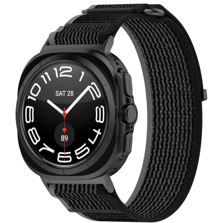 For Samsung Galaxy Watch Ultra 47mm Hook and Loop Fastener Loop Nylon Watch Band(Black+Gray) - Watch Bands by buy2fix | Online Shopping UK | buy2fix