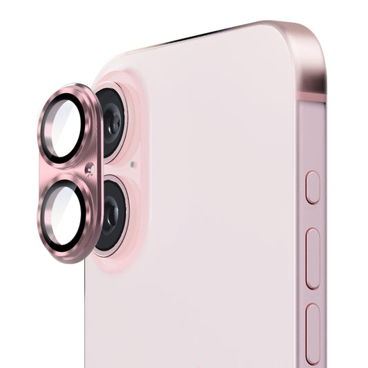 For iPhone 16 / 16 Plus ENKAY Anti-reflection Camera Lens Aluminium Alloy Tempered Glass Film(Pink) - iPhone 16 Plus Tempered Glass by ENKAY | Online Shopping UK | buy2fix