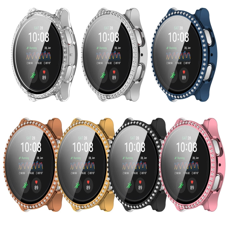 For Samsung Galaxy Watch 7 40mm Single Row Diamond PC + Tempered Film Integrated Watch Protective Case(Silver) - Watch Cases by buy2fix | Online Shopping UK | buy2fix