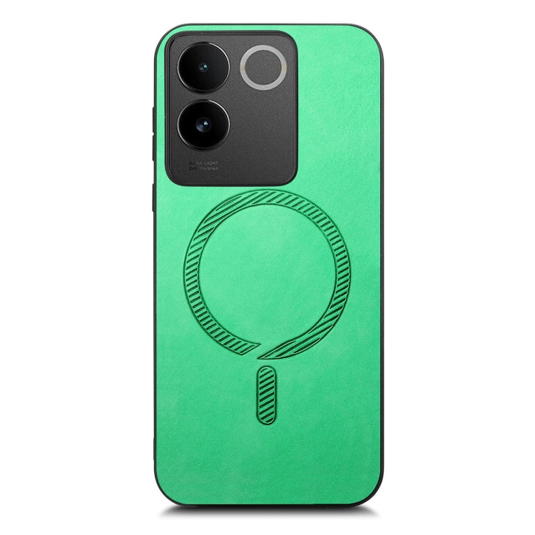 For vivo X100 Pro 5G Retro Magsafe Magnetic PU Back Cover Phone Case(Green) - X100 Pro Cases by buy2fix | Online Shopping UK | buy2fix