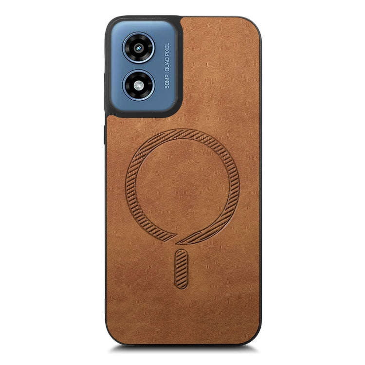 For Motorola Moto G Play 2024 4G Retro Magsafe Magnetic PU Back Cover Phone Case(Brown) - Motorola Cases by buy2fix | Online Shopping UK | buy2fix