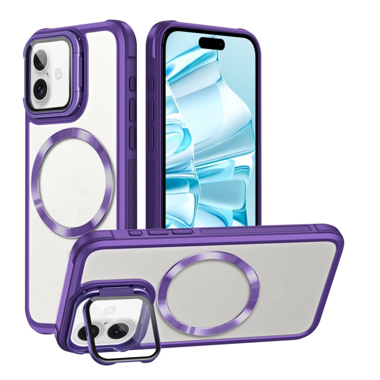 For iPhone 16 Plus CD-grain Magsafe Acrylic Hybrid TPU Phone Case(Purple) - iPhone 16 Plus Cases by buy2fix | Online Shopping UK | buy2fix