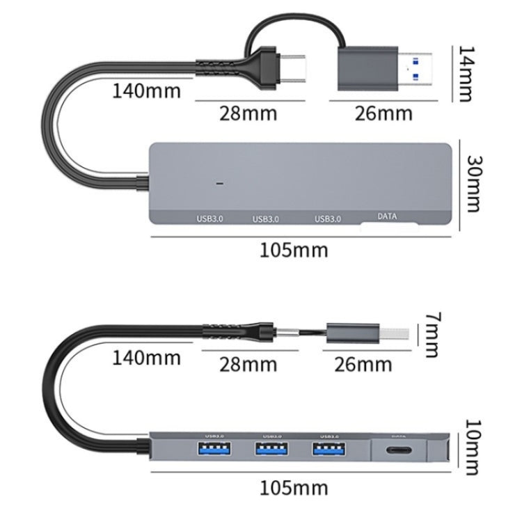 ADS-309D USB / Type-C to 3  x USB 3.0 + Type-C Data Port Expansion Hub Adapter - USB 3.0 HUB by buy2fix | Online Shopping UK | buy2fix