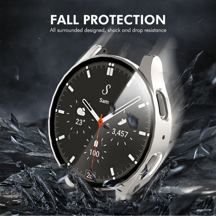 For Samsung Galaxy Watch7 40mm ENKAY Hat-Prince Full Coverage PC + Tempered Glass Film Integrated Watch Case(Silver) - Watch Cases by ENKAY | Online Shopping UK | buy2fix