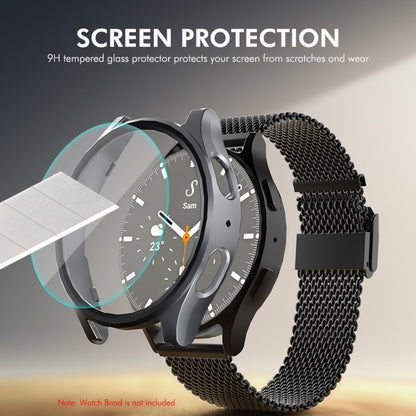 For Samsung Galaxy Watch7 44mm ENKAY Hat-Prince Electroplated Hard PC Case + 0.2mm 9H Glass Screen Protector(Dark Green) - Watch Cases by ENKAY | Online Shopping UK | buy2fix