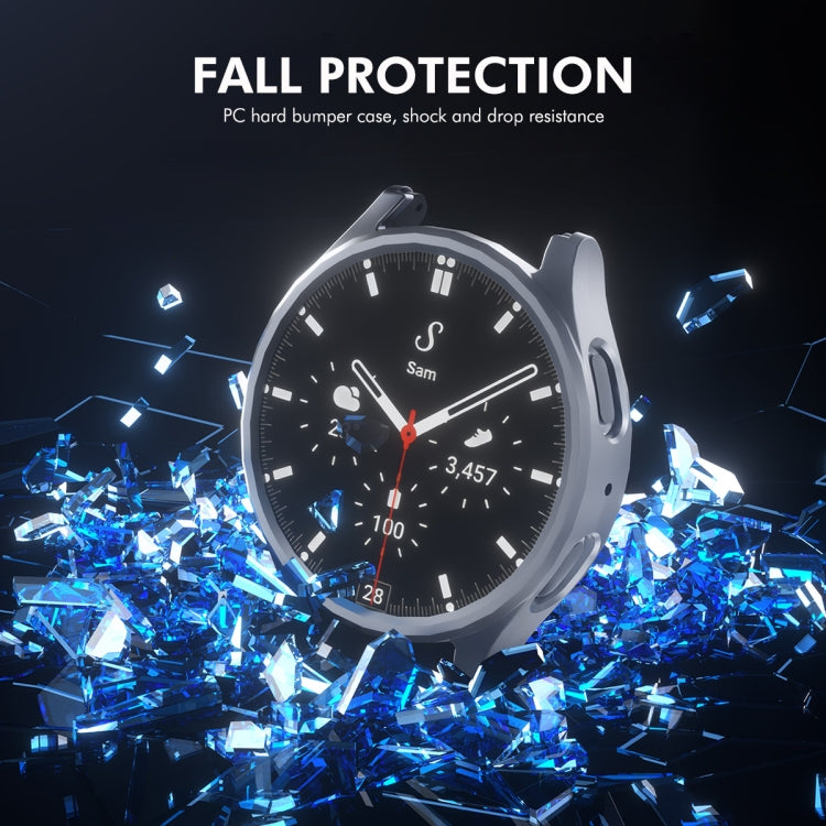 For Samsung Galaxy Watch7 44mm ENKAY Hat-Prince Electroplated Hard PC Case + 0.2mm 9H Glass Screen Protector(Dark Blue) - Watch Cases by ENKAY | Online Shopping UK | buy2fix