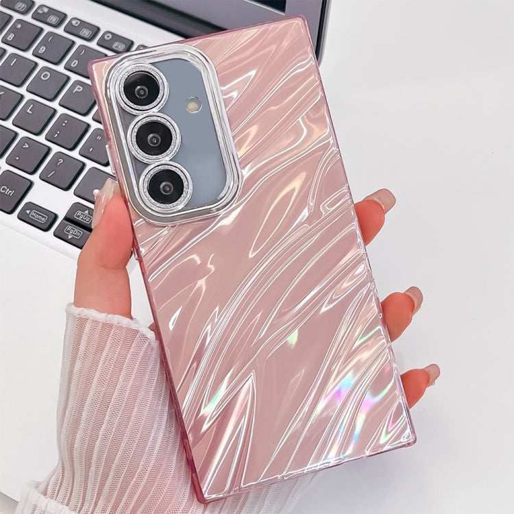 For Samsung Galaxy S25+ 5G Plating Glitter Texture TPU Phone Case with Lens Film(Pink Water Ripples) - Galaxy S25+ 5G Cases by buy2fix | Online Shopping UK | buy2fix