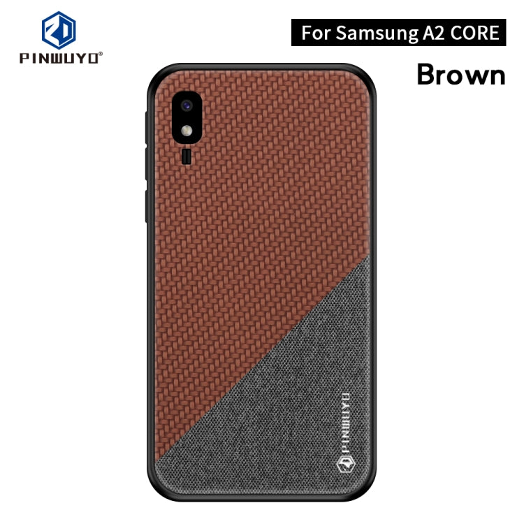 PINWUYO Honors Series Shockproof PC + TPU Protective Case for Galaxy A2 Core(Brown) - Galaxy Phone Cases by PINWUYO | Online Shopping UK | buy2fix