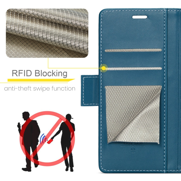 For iPhone 16 Pro CaseMe 023 Butterfly Buckle Litchi Texture RFID Anti-theft Leather Phone Case(Blue) - iPhone 16 Pro Cases by CaseMe | Online Shopping UK | buy2fix