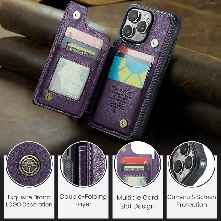 For iPhone 16 Pro Max CaseMe C22 Card Slots Holder RFID Anti-theft Phone Case(Purple) - iPhone 16 Pro Max Cases by CaseMe | Online Shopping UK | buy2fix