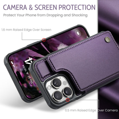 For iPhone 16 Pro CaseMe C22 Card Slots Holder RFID Anti-theft Phone Case(Purple) - iPhone 16 Pro Cases by CaseMe | Online Shopping UK | buy2fix