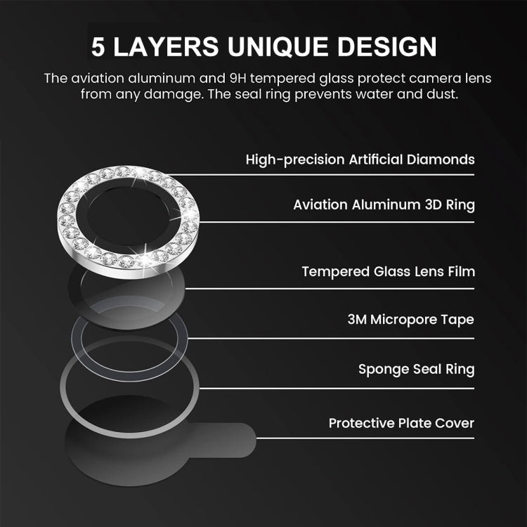 For iPhone 16 Pro / 16 Pro Max ENKAY AR Anti-reflection Individual Diamond Ring Camera Lens Glass Full Film(Silver) - iPhone 16 Pro Max Tempered Glass by ENKAY | Online Shopping UK | buy2fix