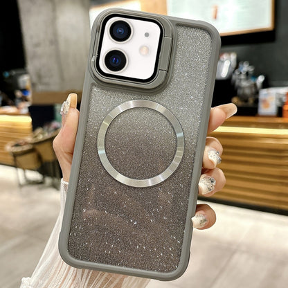 For iPhone 11 CD-grain Gradient Glitter Magsafe Acrylic Hybrid TPU Phone Case(Grey) - iPhone 11 Cases by buy2fix | Online Shopping UK | buy2fix