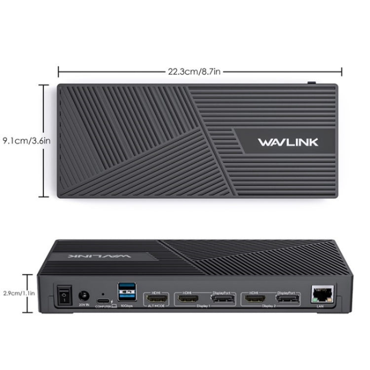 WAVLINK UG69PD25 Pro 100W PD Charging Triple 4K Display Laptop Docking Station, Plug:EU Plug - Adapter by WAVLINK | Online Shopping UK | buy2fix