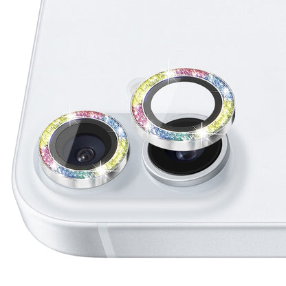 For iPhone 16 / 16 Plus NORTHJO Glitter Camera Lens Protector Tempered Glass Metal Ring Film(Colorful) - iPhone 16 Tempered Glass by NORTHJO | Online Shopping UK | buy2fix