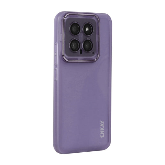 For Xiaomi 14 Pro ENKAY Hat-Prince Translucent Matte TPU Phone Case with Lens Film(Purple) - 14 Pro Cases by ENKAY | Online Shopping UK | buy2fix