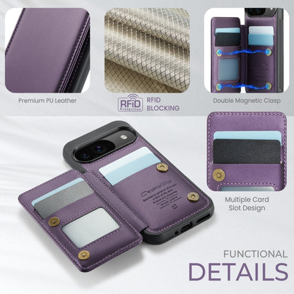 For Google Pixel 9 / 9 Pro CaseMe C22 Card Slots Holder RFID Anti-theft Phone Case(Purple) - Google Cases by CaseMe | Online Shopping UK | buy2fix