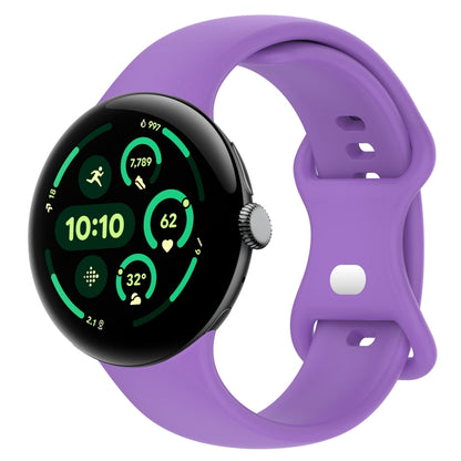 For  Google Pixel Watch 3 45mm Solid Color Butterfly Buckle Silicone Watch Band, Size:L(Purple) - Watch Bands by buy2fix | Online Shopping UK | buy2fix