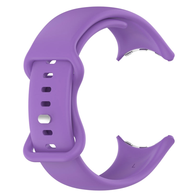 For  Google Pixel Watch 3 45mm Solid Color Butterfly Buckle Silicone Watch Band, Size:L(Purple) - Watch Bands by buy2fix | Online Shopping UK | buy2fix