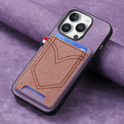 For iPhone 16 Pro Max Denim Texture Leather Skin Phone Case with Card Slot(Purple) - iPhone 16 Pro Max Cases by buy2fix | Online Shopping UK | buy2fix