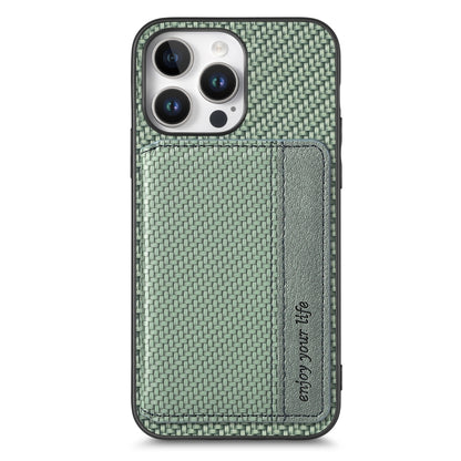 For iPhone 16 Pro Max Carbon Fiber Magnetic Card Wallet RFID Blocking Phone Case(Green) - iPhone 16 Pro Max Cases by buy2fix | Online Shopping UK | buy2fix