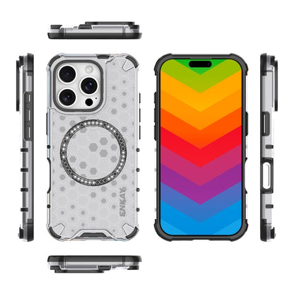 For iPhone 14 Pro Max ENKAY Hat-Prince Honeycomb MagSafe Shockproof Phone Case with Large Arc Edge Film(Grey) - iPhone 14 Pro Max Cases by ENKAY | Online Shopping UK | buy2fix