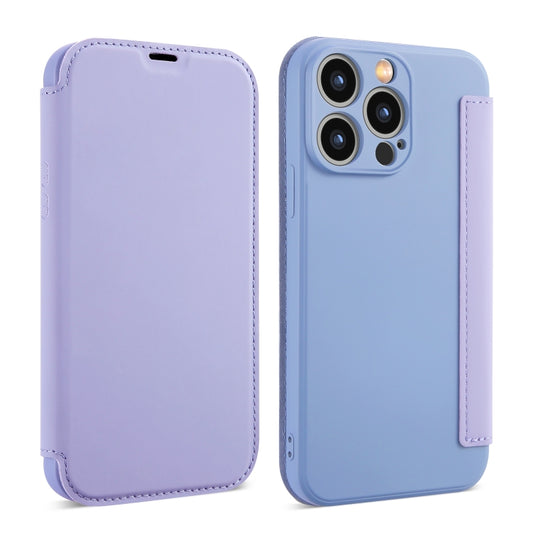 For iPhone 16 Imitate Liquid Skin Feel Leather Phone Case with Card Slots(Purple) - iPhone 16 Cases by buy2fix | Online Shopping UK | buy2fix