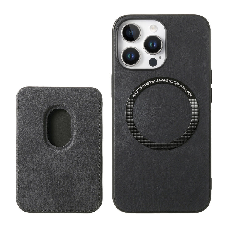 For iPhone 16 Pro Retro Leather Card Bag Magnetic Phone Case(Black) - iPhone 16 Pro Cases by buy2fix | Online Shopping UK | buy2fix