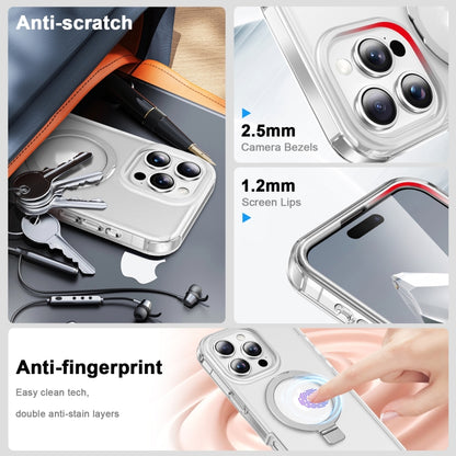 For iPhone 16 Pro Frosted Skin Feel MagSafe Holder 360 Full Body Phone Case(Transparent) - iPhone 16 Pro Cases by buy2fix | Online Shopping UK | buy2fix