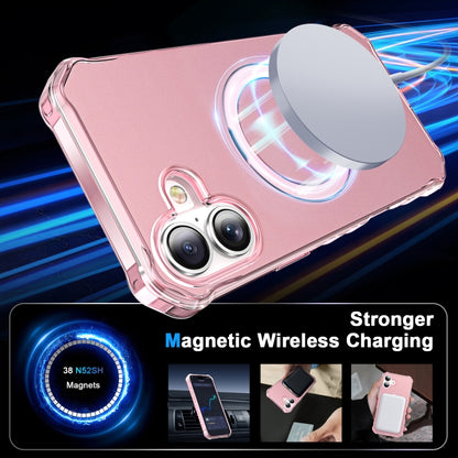 For iPhone 16 Solid Color Wave MagSafe Holder Phone Case(Pink) - iPhone 16 Cases by buy2fix | Online Shopping UK | buy2fix