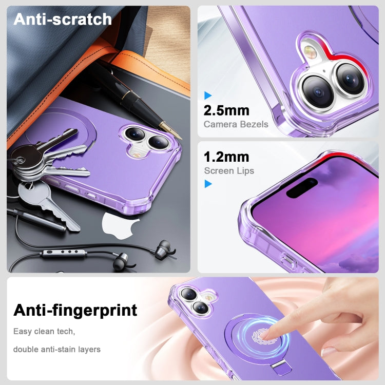 For iPhone 16 Solid Color Wave MagSafe Holder Phone Case(Purple) - iPhone 16 Cases by buy2fix | Online Shopping UK | buy2fix