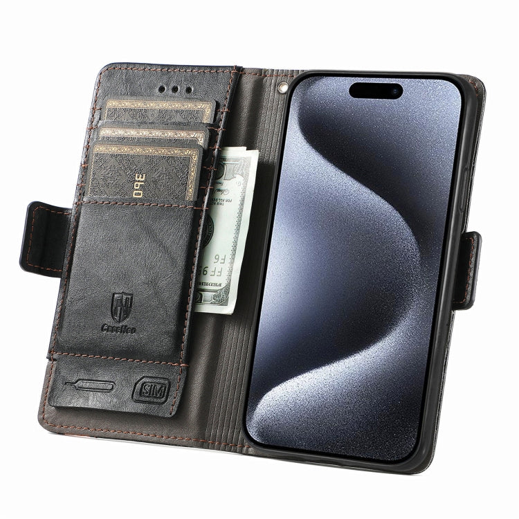 For iPhone 16 CaseNeo Splicing Dual Magnetic Buckle Leather Phone Case(Black) - iPhone 16 Cases by buy2fix | Online Shopping UK | buy2fix